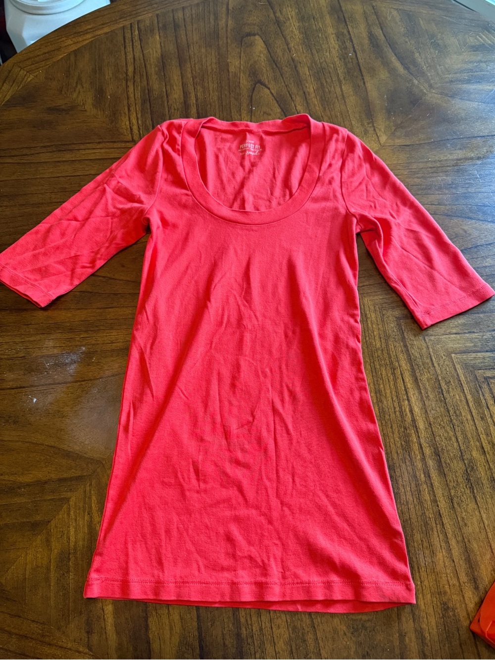 J. Crew Coral Scoop-Neck Cotton Tee Size Small